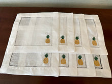 Load image into Gallery viewer, Linen Cocktail Napkins with Motif - Set of 4
