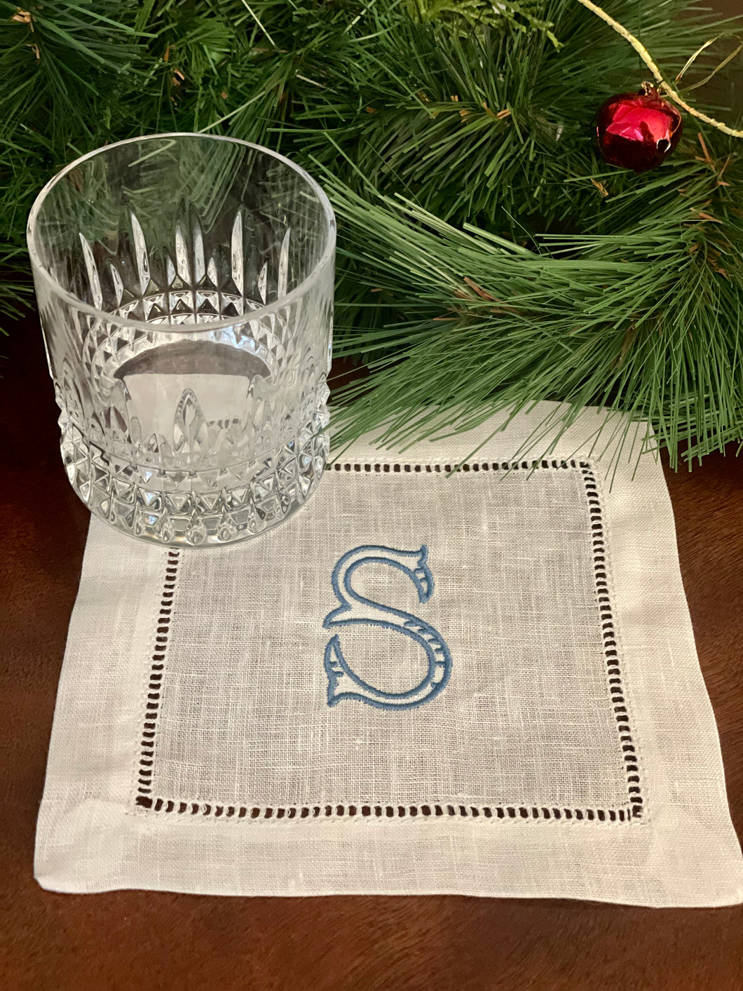 Linen Cocktail Napkins with Initial - Set of 4